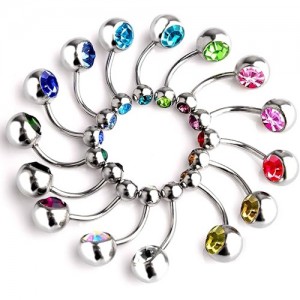 Piercing Bananabell Umbigo Básica Grande 2 Pedras Aço 316L